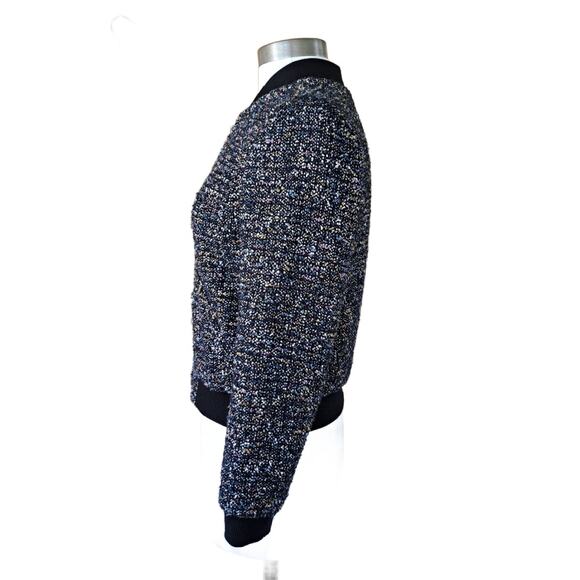 Rebecca Taylor Navy Multi Tweed Bomber Jacket Size 4 MSRP $630 - Picture 8 of 13